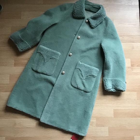 Wool and faux suede coat petite m
